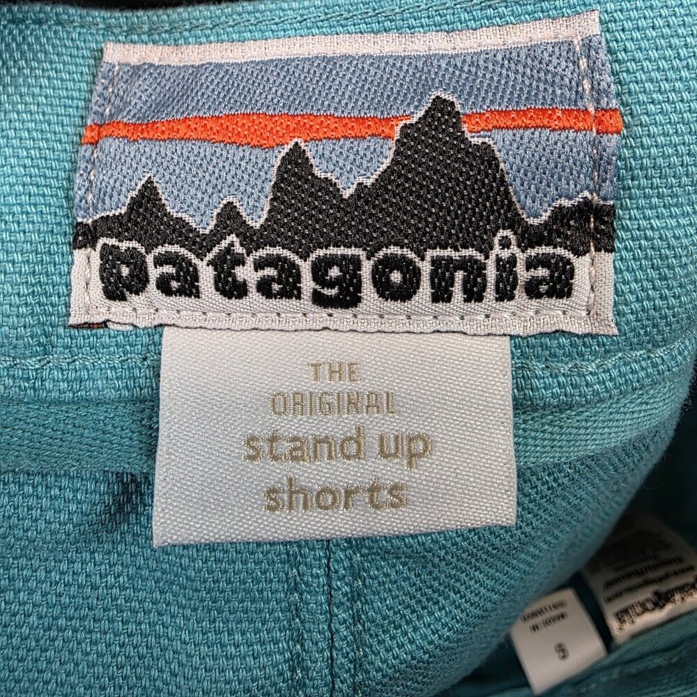 Patagonia Cotton Stand Up Shorts Womens 6 Blue Organic Chino Hiking Casual - Picture 4 of 13